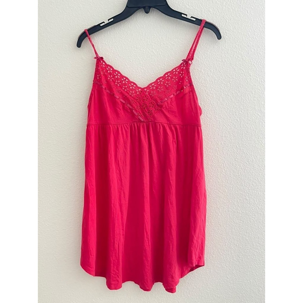 Victorias Secret Pink Eyelet Lace Trim Babydoll Camisole Top XS Y2K Coquette